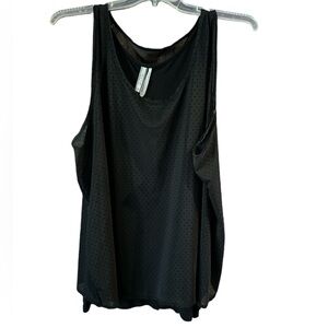 KISCHE black sheer lined polka dot tank top / size 2X